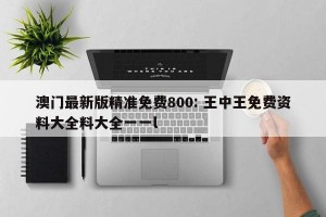 澳门最新版精准免费800: 王中王免费资料大全料大全一一l